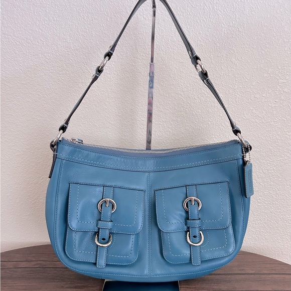 Coach Bags Coach Leather Shoulder Bag In Teal Blue Poshmark